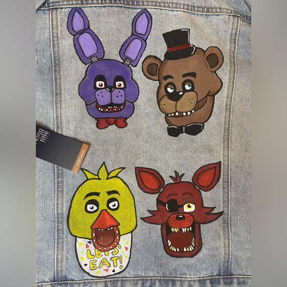 Working title NEW denim hand painted custom Five Nights at freddy’s jacket - Picture 5 of 8